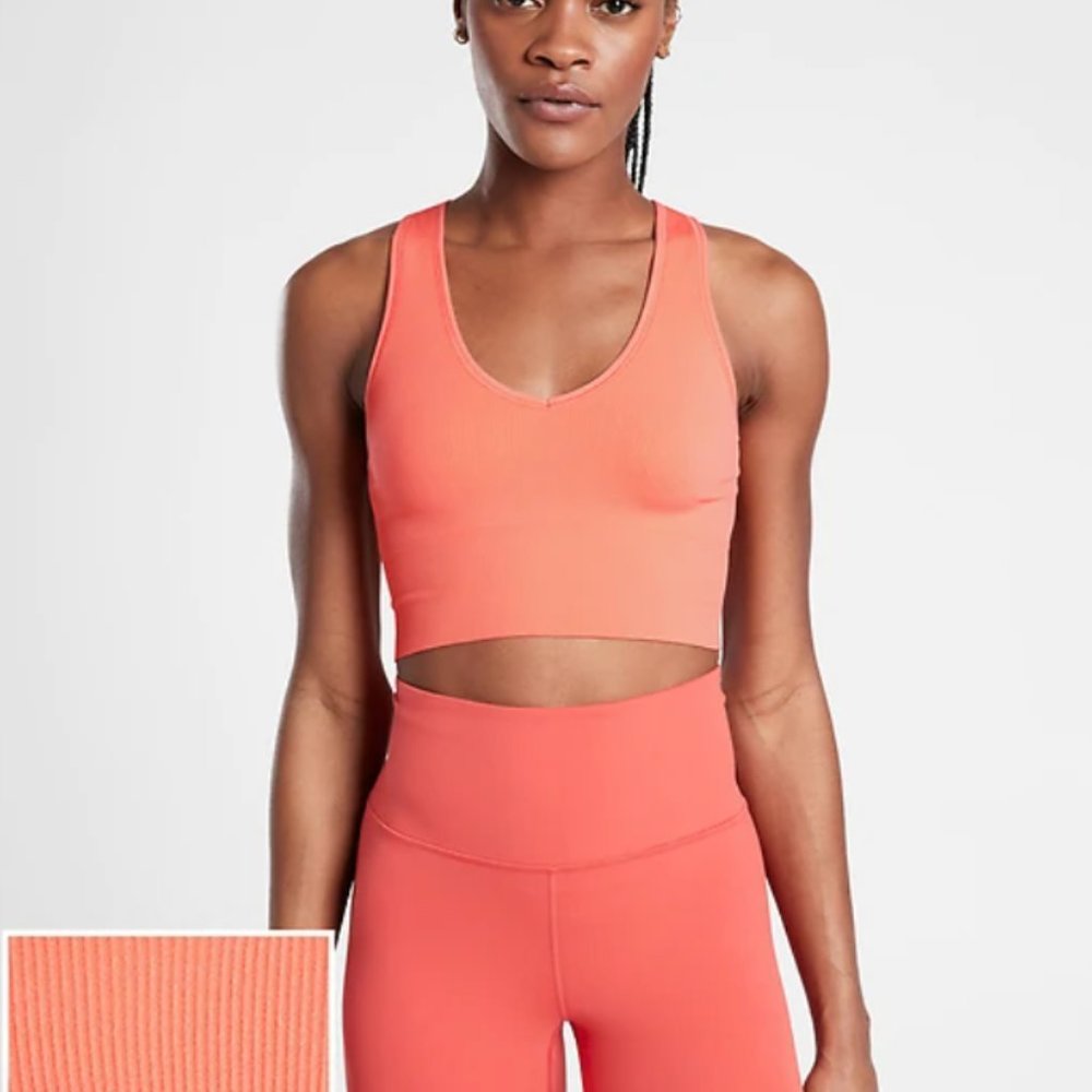 Athleta Aurora Cropped Rib Tank -- Color Island Coral -- Size M